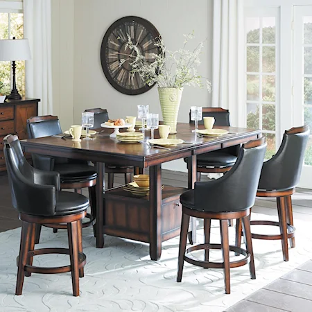 Transitional Counter Height Table and Chair Set with Storage